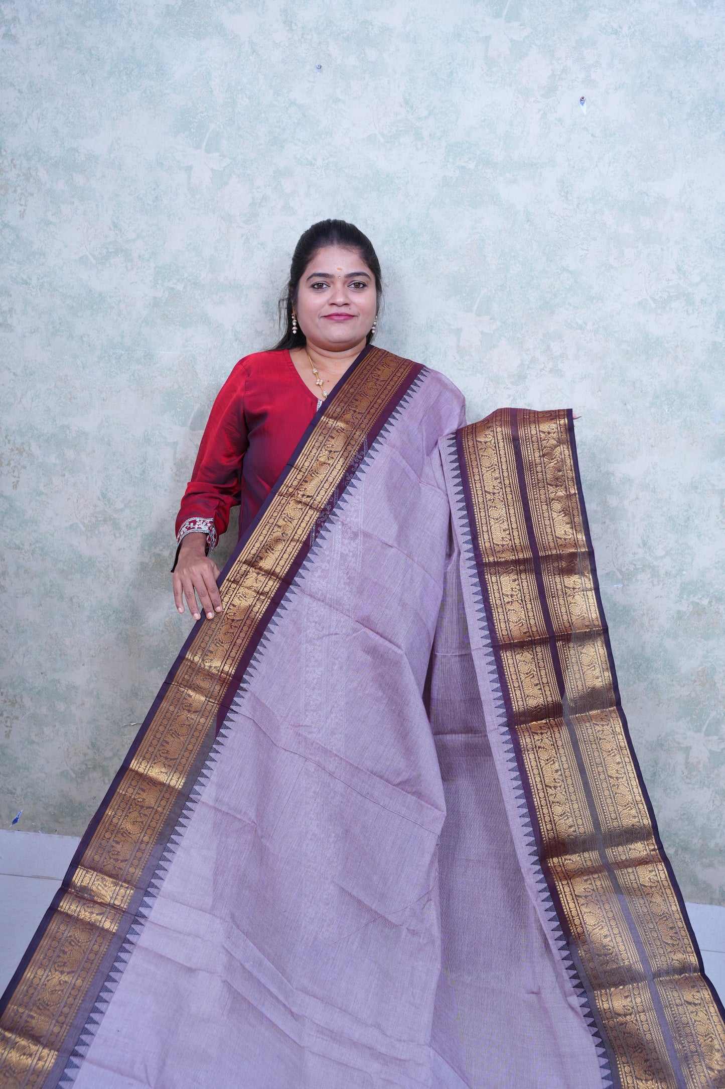 Chettinad Symphony Lavender Cotton Saree