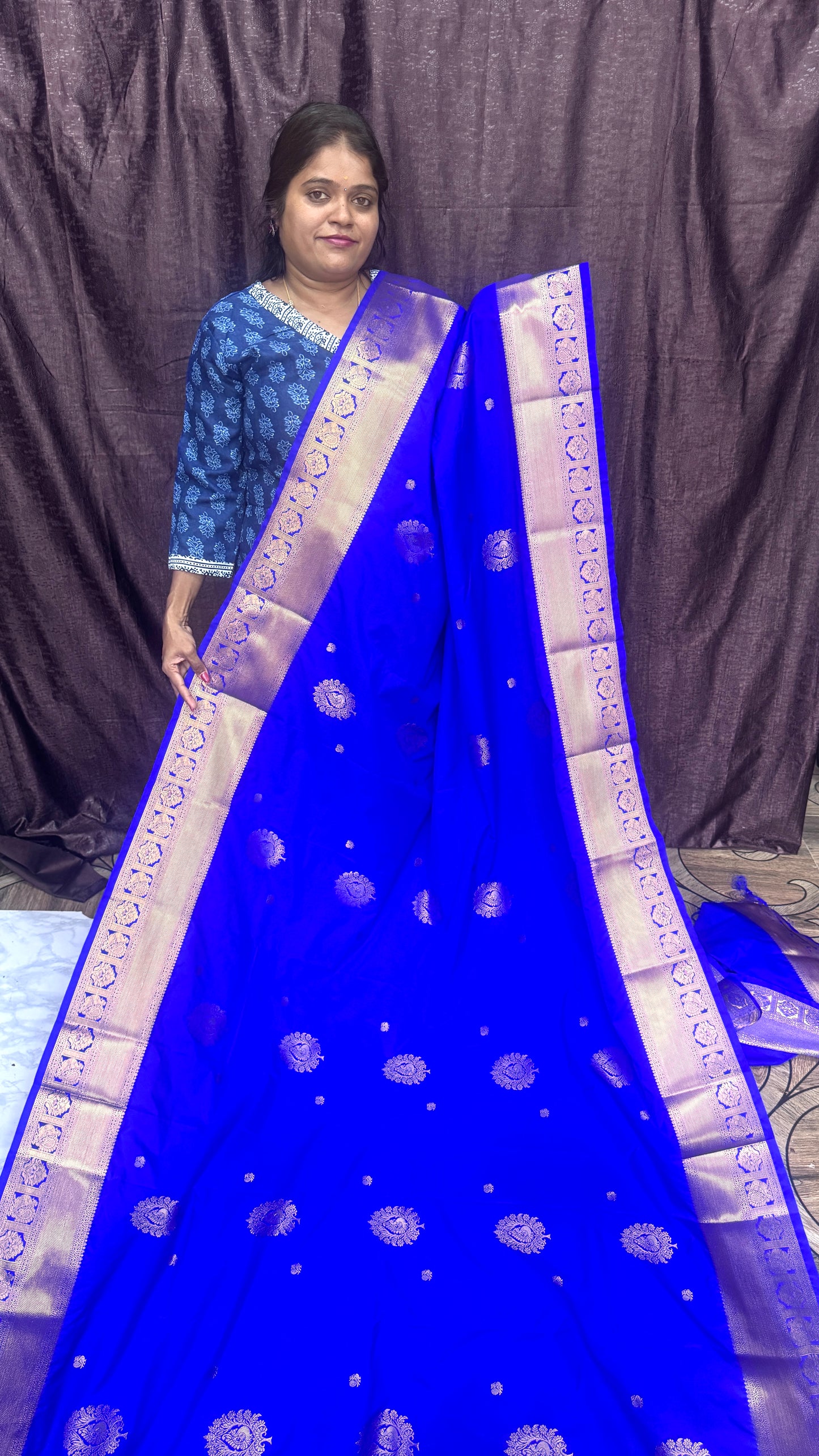 Premium Kanchi Silk saree (Blue)