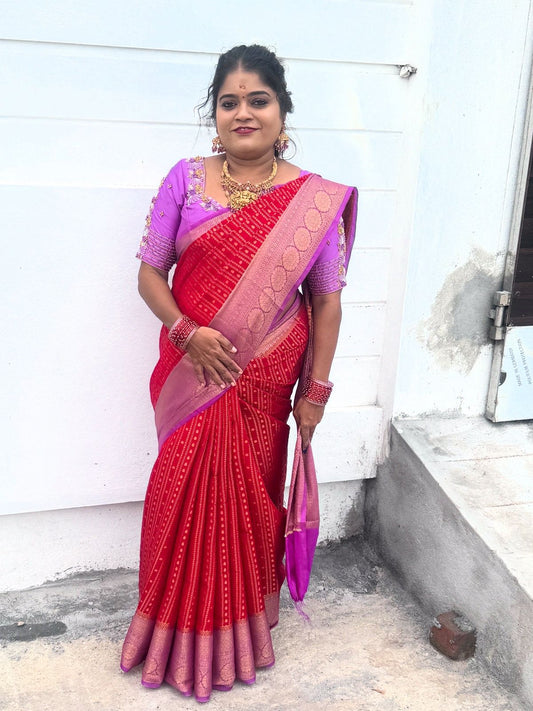 WARM SILK RED WITH LAVENDER