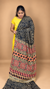 MODEL SILK AJRAKH PRINT SAREE WITH MIRROR WORK ( PRE BOOKING 10-15 DAYS )