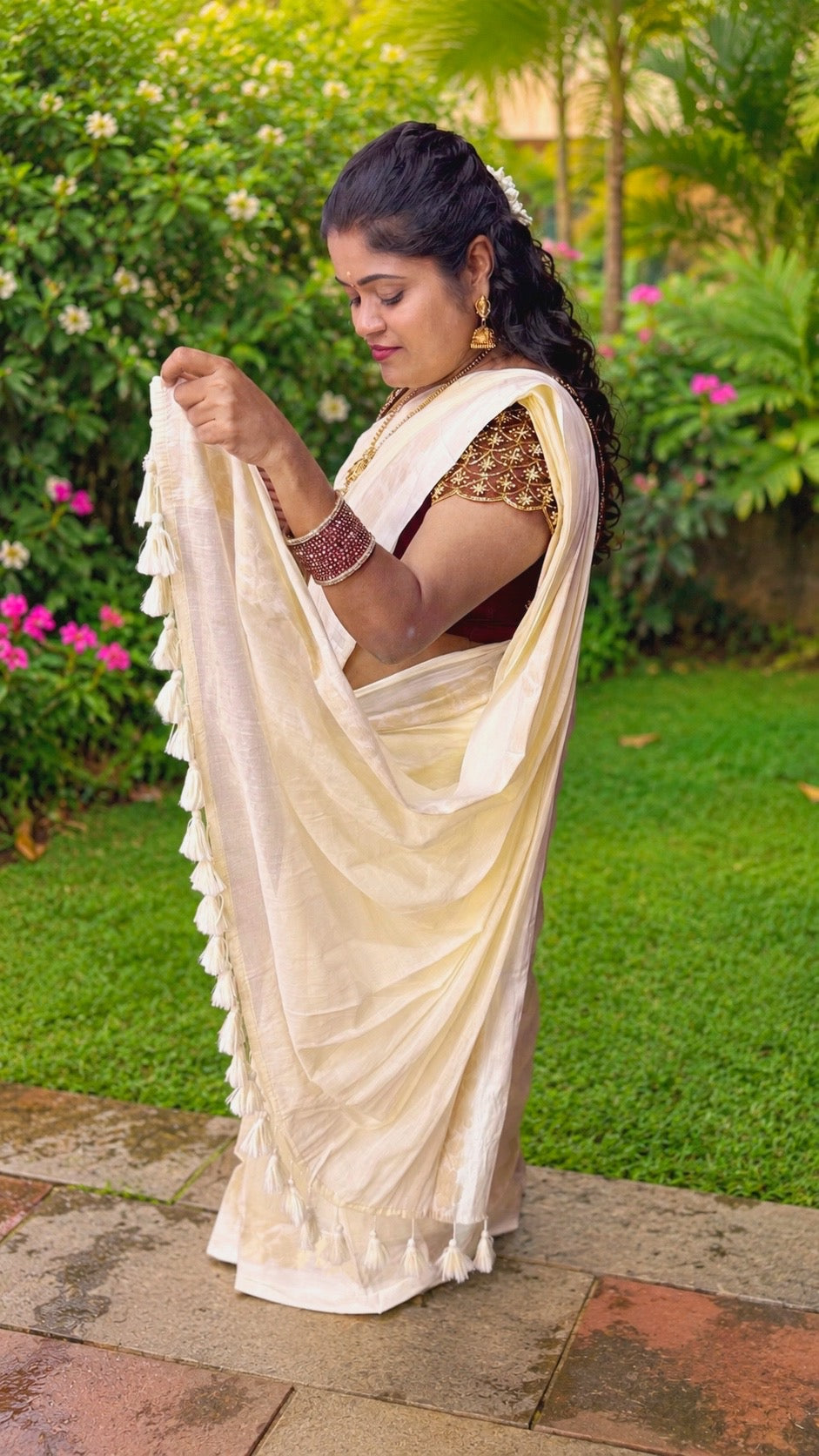 Mul Mul cotton Saree(Onam)