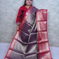 Royal Purple Kattan Silk Saree with Silver Weave & Red Border