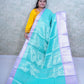 Enchanting Teal Kattan Silk Saree with Lavender Border & Brocade Blouse