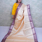 Elegant Beige Kattan Silk Saree with Royal Purple Border & Brocade Blouse