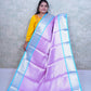 Graceful Pink Silk Saree with Contrast Blue Border