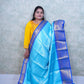Serene Light Blue Kattan Silk Saree with Royal Blue Border & Brocade Blouse