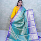 Enchanting Teal Kattan Silk Saree with Royal Blue Border & Brocade Blouse