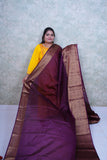 Regal Maroon Warm warm Silk Saree with Golden Border & Brocade Blouse