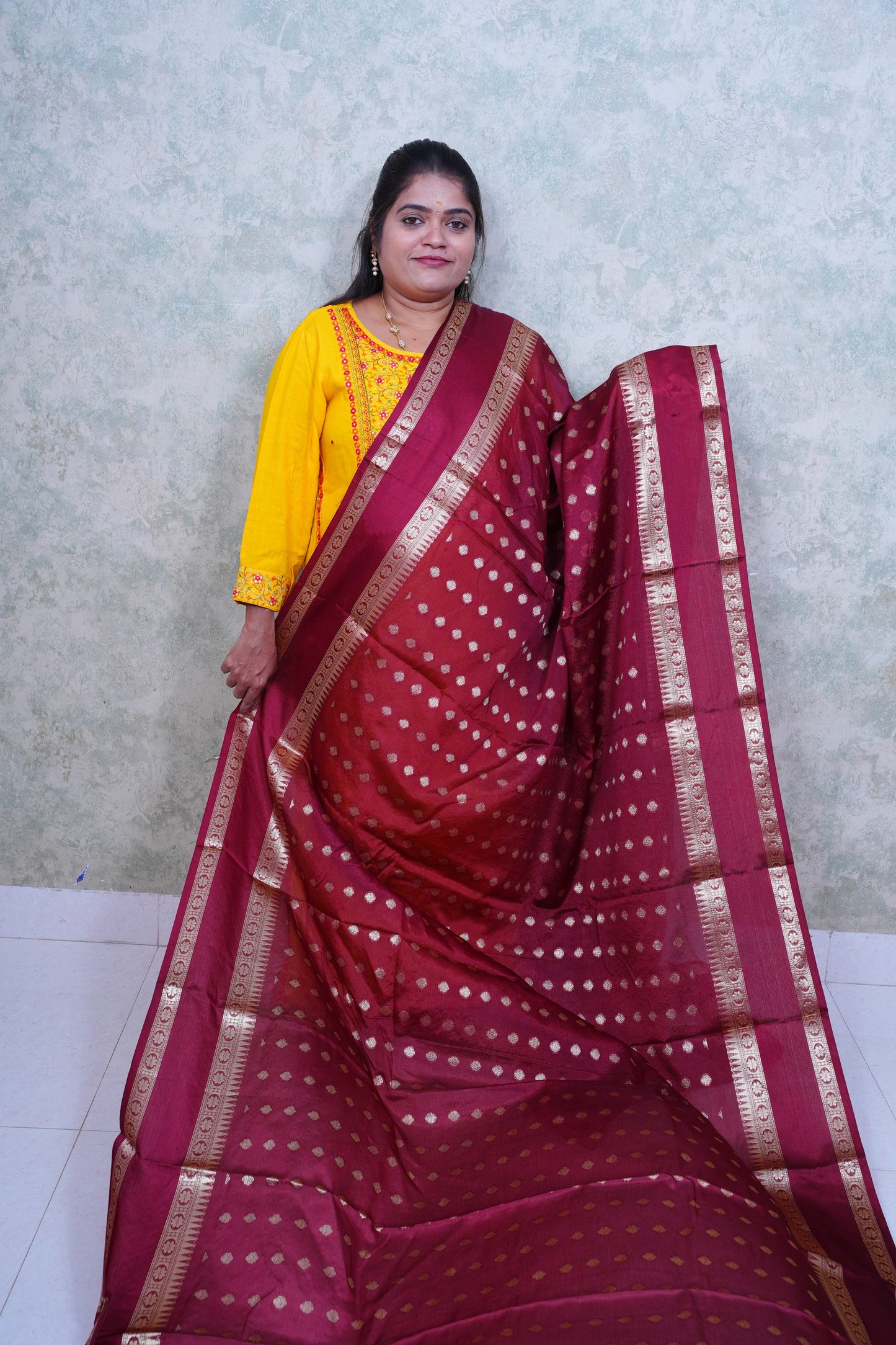 Regal Maroon warm Silk Saree with Brocade Blouse
