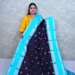 Captivating Dark Blue warm Silk Saree with Teal Border & Brocade Blouse