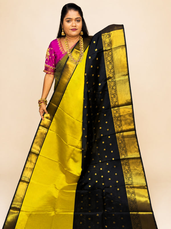 KATTAN SILK SAREE( YELLOW WITH BLACK)