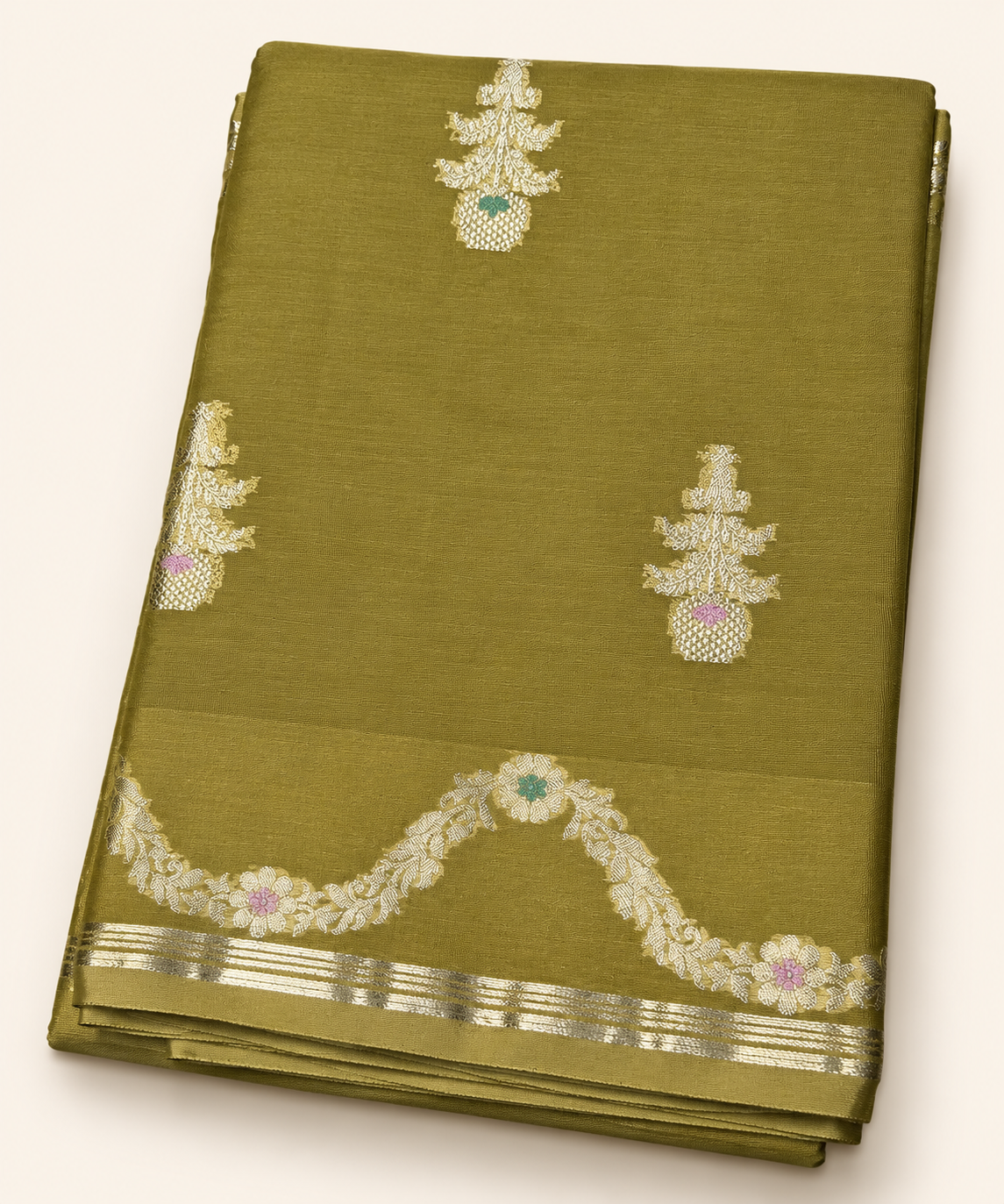 PURE MANGO SILK SAREE ( CREAM )
