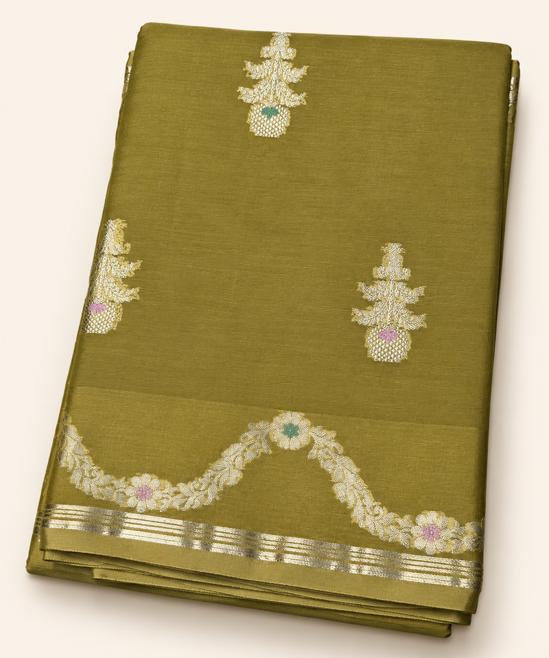 PURE MANGO SILK SAREE ( CREAM )