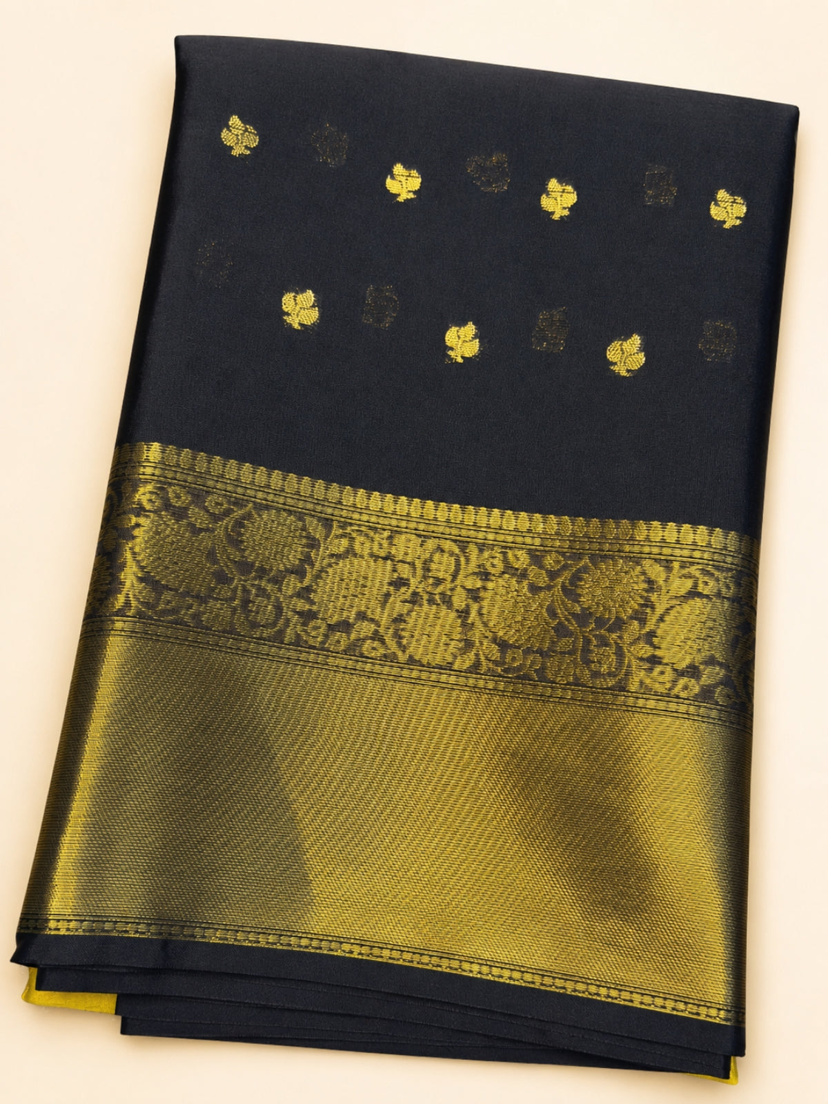 KATTAN SILK SAREE( YELLOW WITH BLACK)