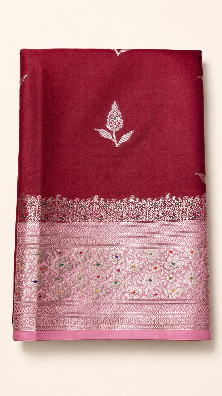 WARM SILK SAREE ( MAROON/ PINK)