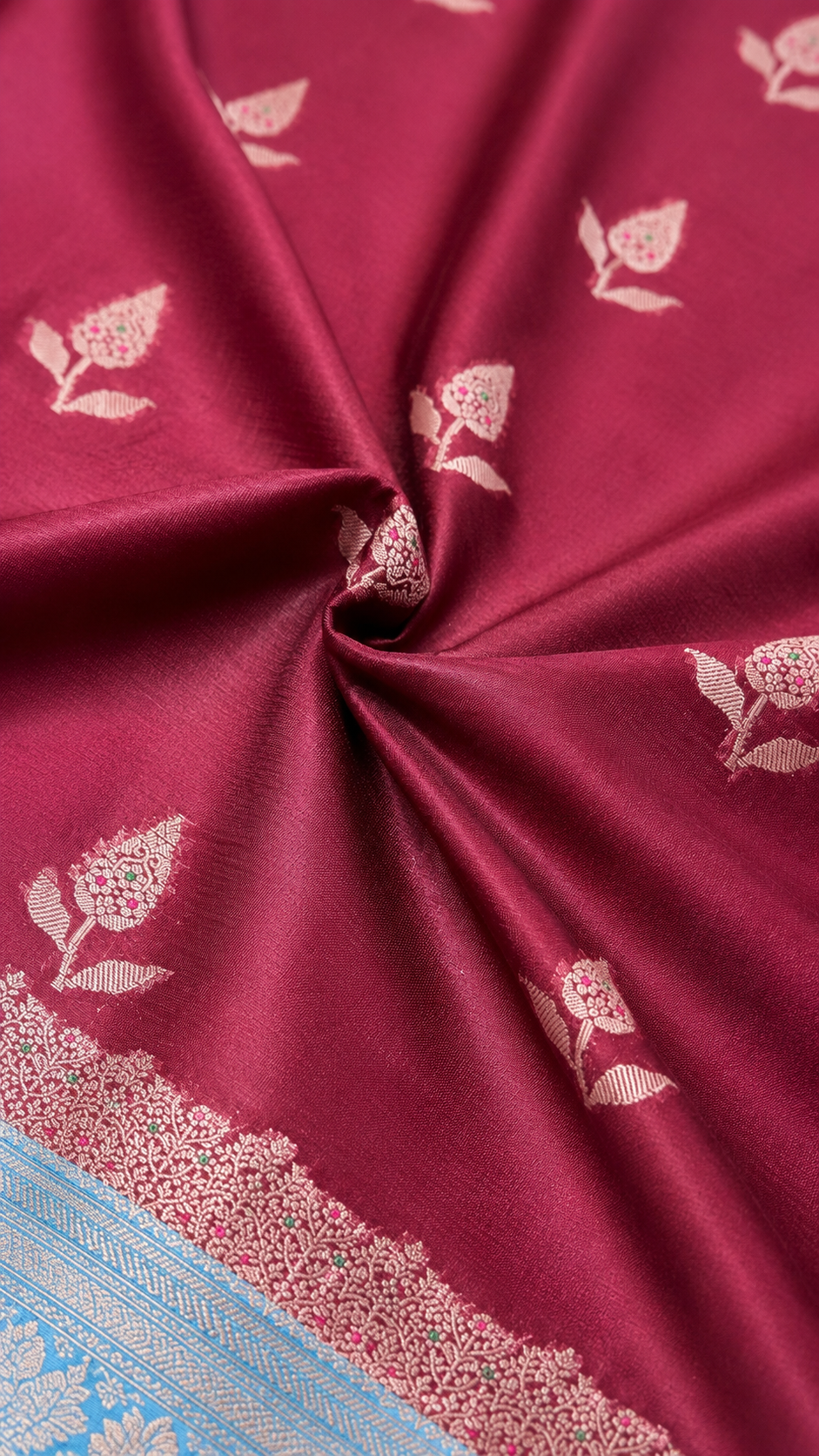 WARM SILK SAREE ( MARRON/ BLUE)