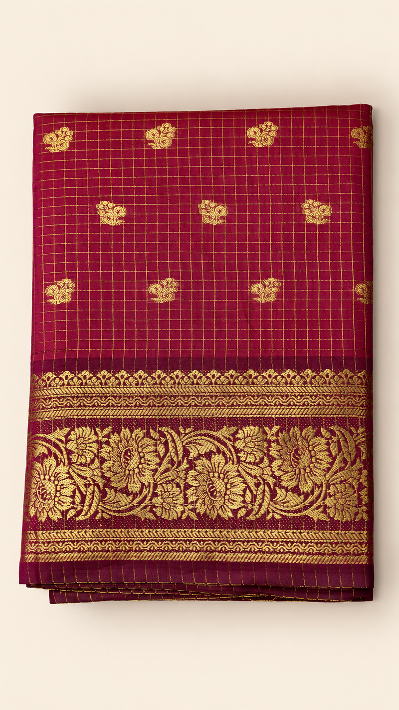 KANCHI SILK SAREE ( checked)
