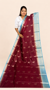 WARM SILK SAREE ( MARRON/ BLUE)