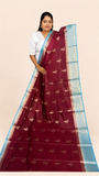 WARM SILK SAREE ( MARRON/ BLUE)