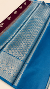 WARM SILK SAREE ( MARRON/ BLUE)