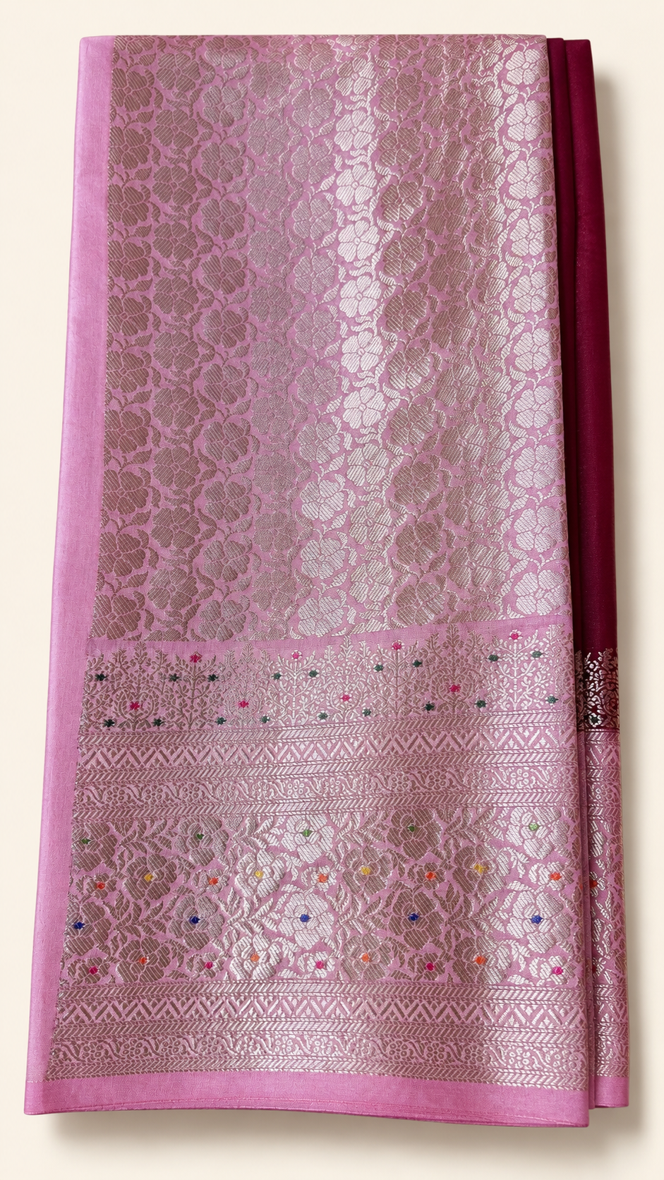 WARM SILK SAREE ( MAROON/ PINK)