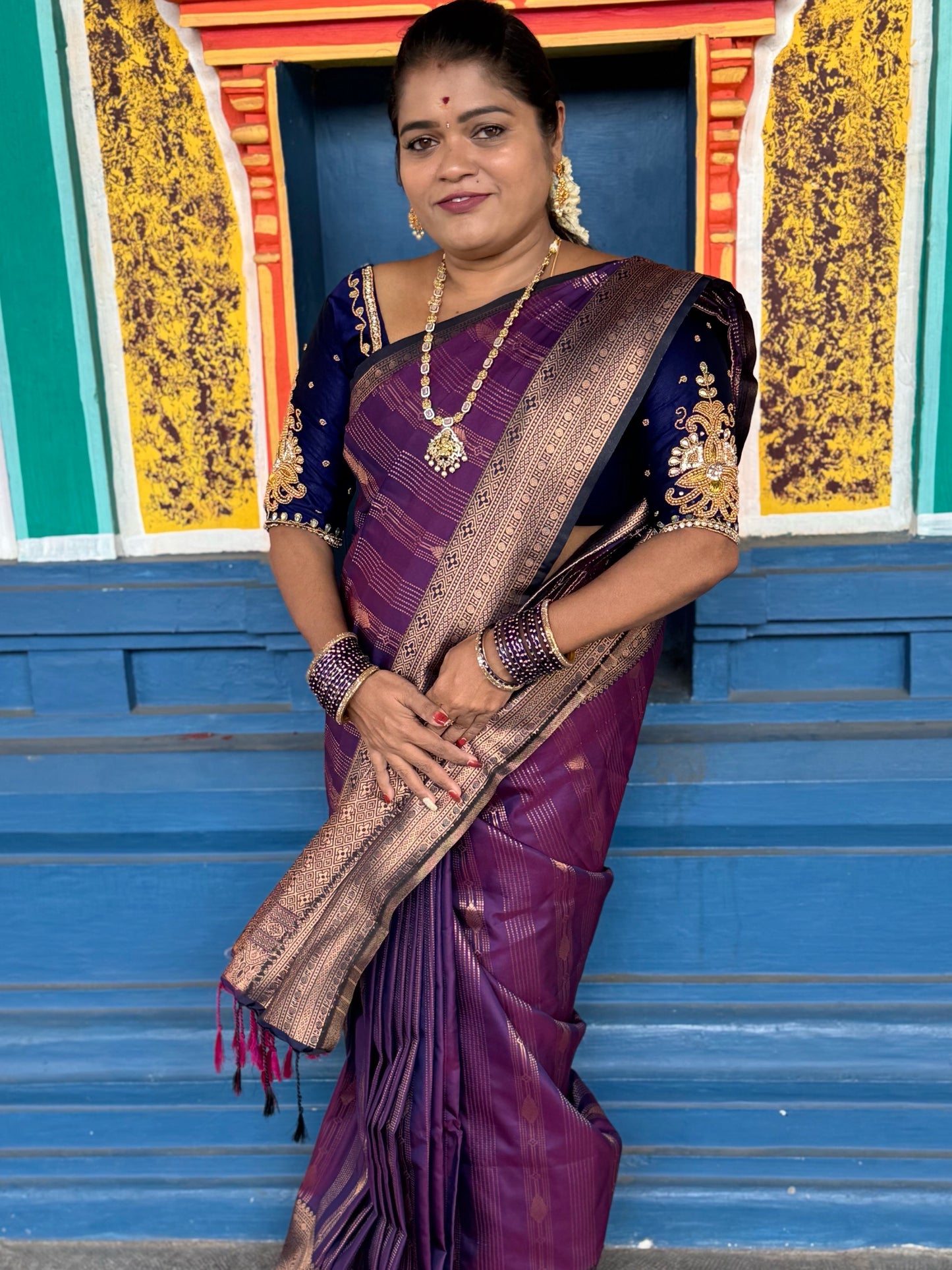 KANCHI SOFT SILK SAREE ( Dark pur)