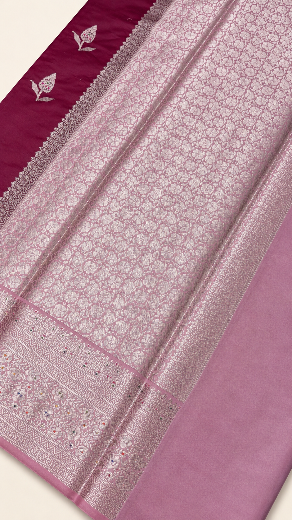 WARM SILK SAREE ( MAROON/ PINK)