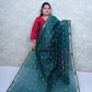 Elegant Dark Teal Maheshwari Cotton Saree with Contrast Blouse