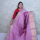 Regal Purple Kattan Silk Saree with Golden Border & Brocade Blouse