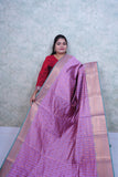 Regal Purple Kattan Silk Saree with Golden Border & Brocade Blouse