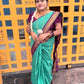 Elegant Green Kalyani Cotton Saree with Maroon Border & Blouse