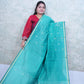 Vibrant Teal Maheshwari Cotton Saree with Contrast Blouse