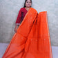 Vibrant Orange Maheshwari Cotton Saree with Contrast Blouse