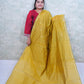 Bright Yellow Maheshwari Cotton Saree with Contrast Blouse