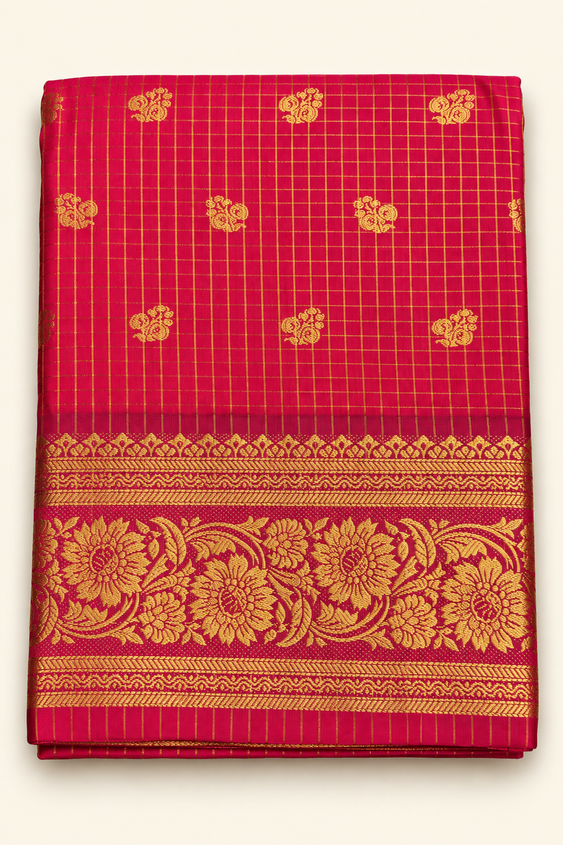 KANCHI SILK SAREE ( CHECKED )