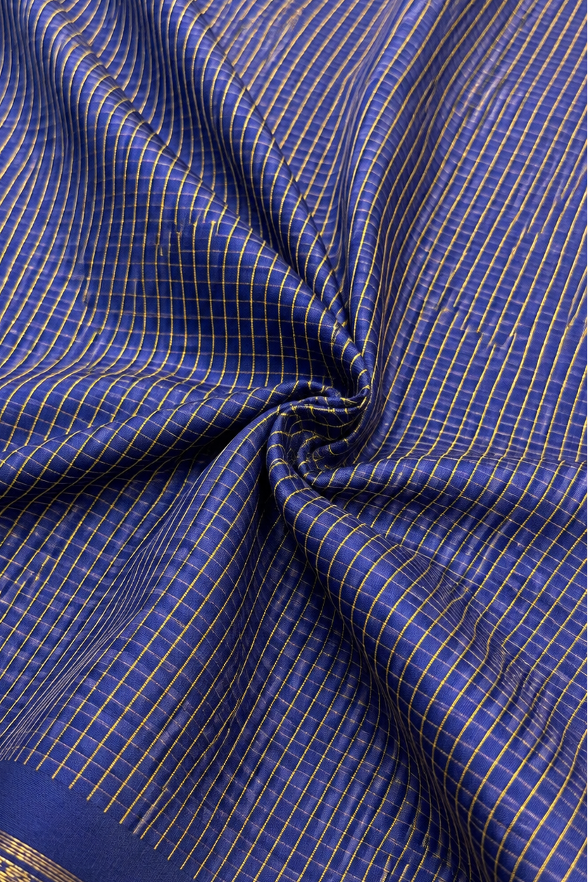 Kalyani Cotton saree ( NAVY  BLUE CHECKED)