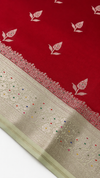 WARM SILK SAREE ( RED / PISTA GREEN )