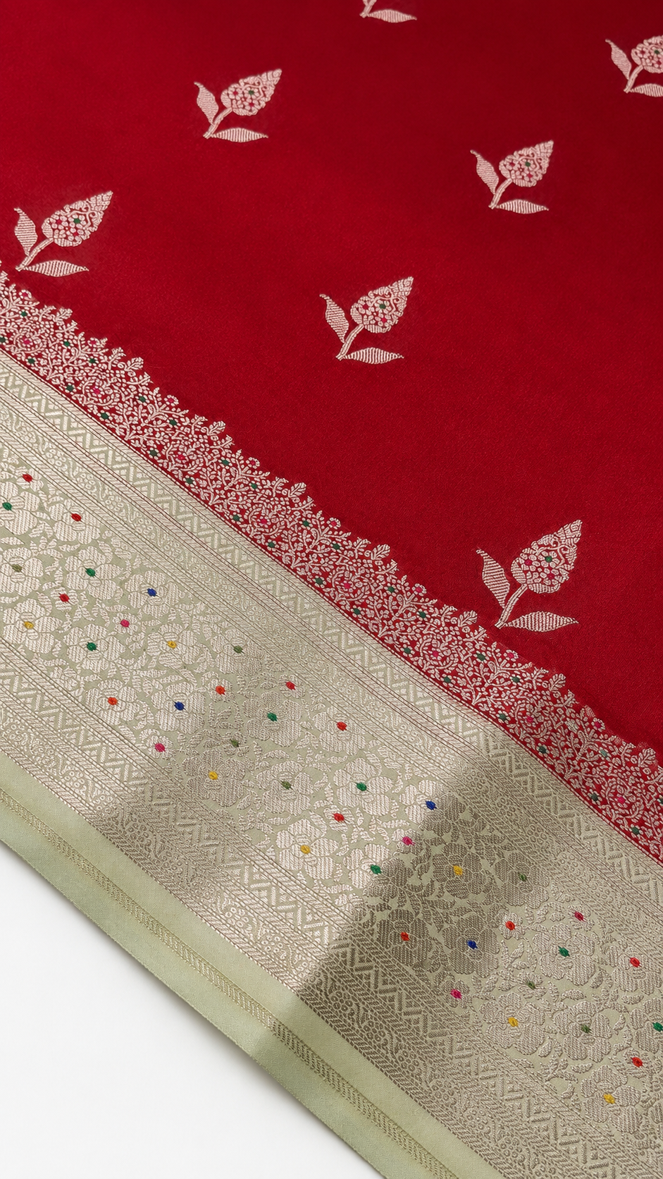 WARM SILK SAREE ( RED / PISTA GREEN )