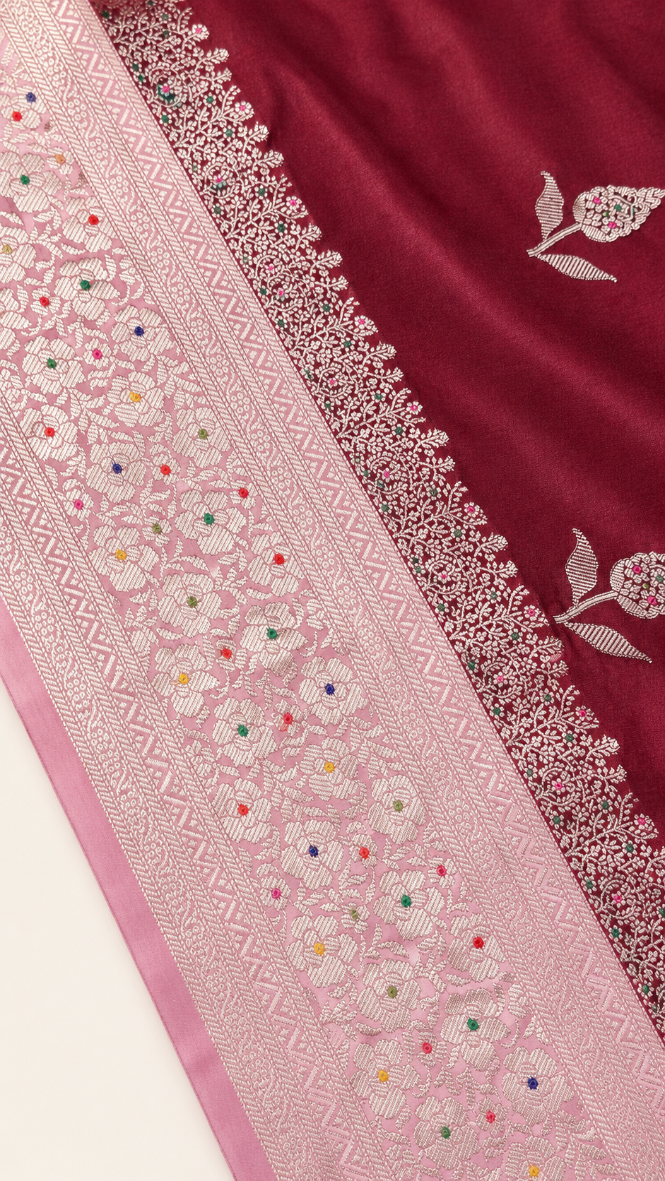 WARM SILK SAREE ( MAROON/ PINK)