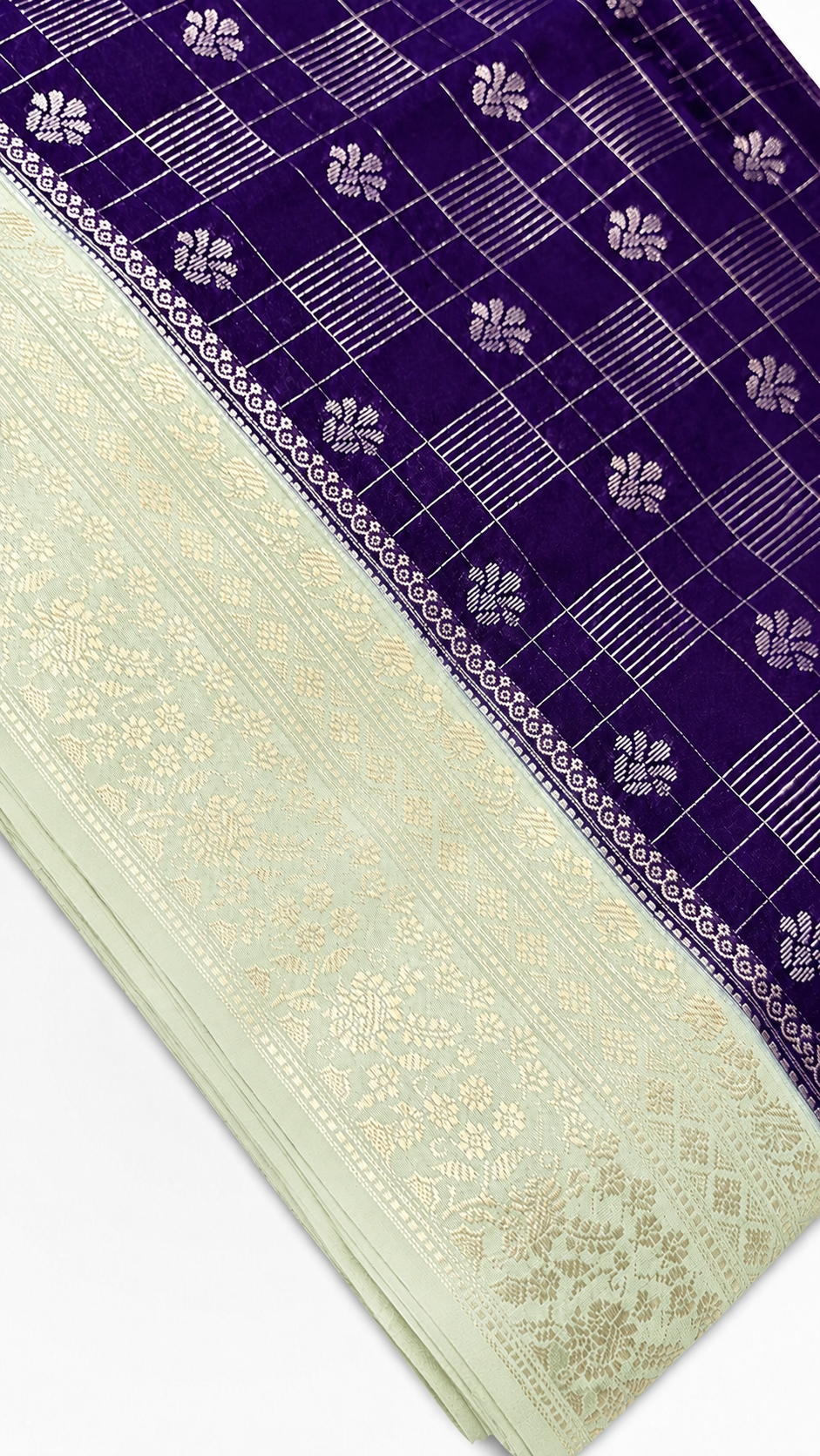 WARM SILK SAREE (Deep purple/ Pista green)