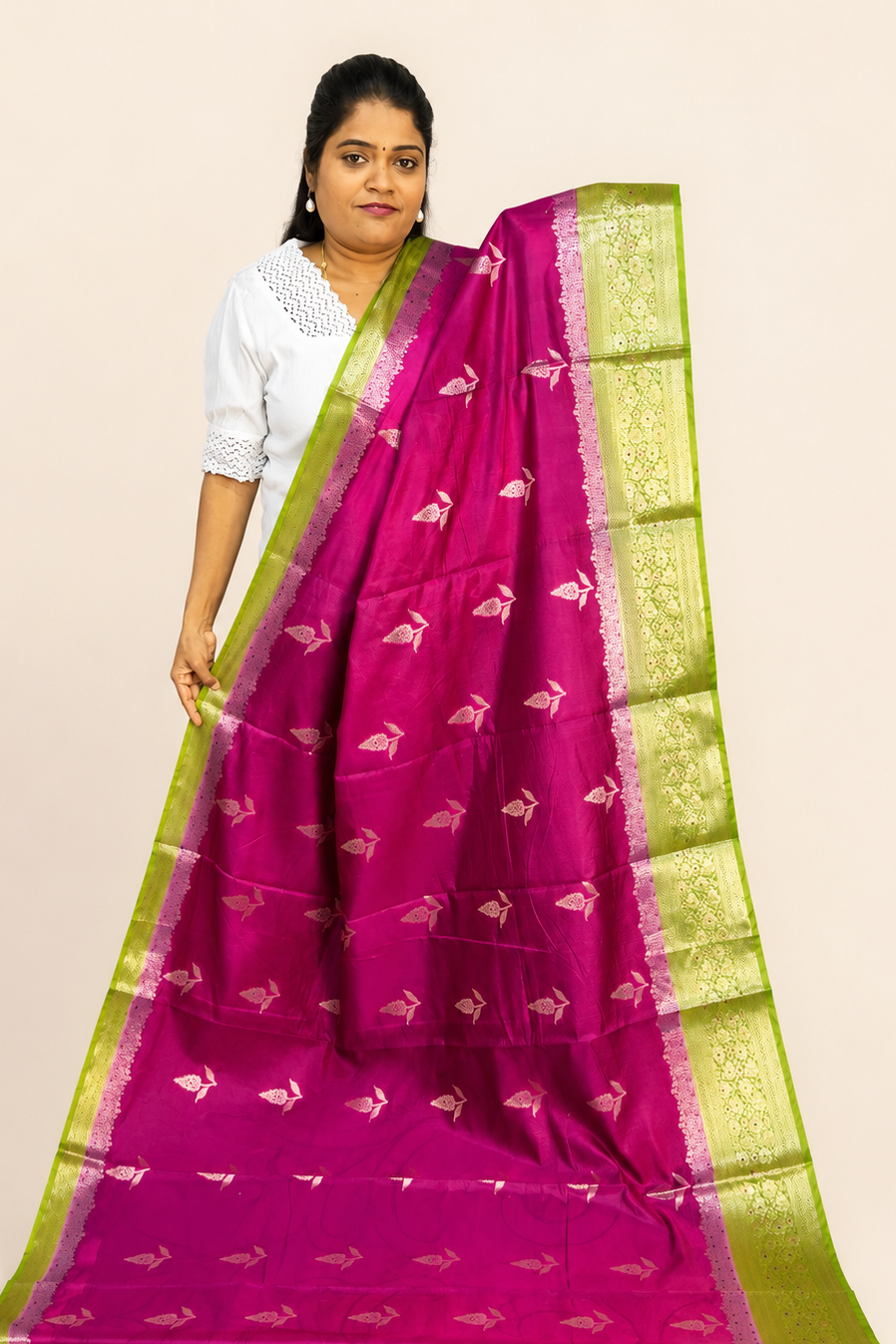 WARM SILK SAREE ( PINK/ GREEN)