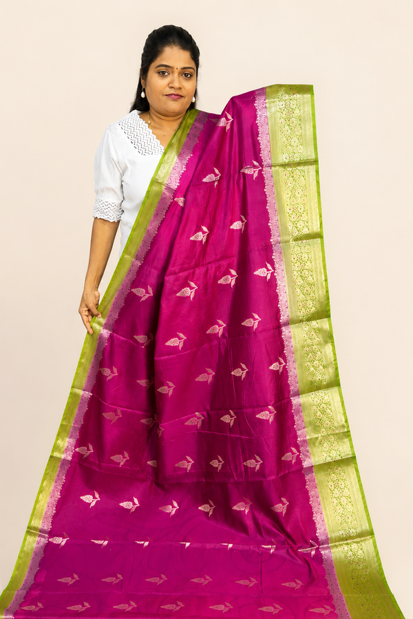 WARM SILK SAREE ( PINK/ GREEN)