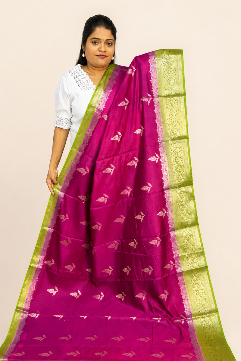 WARM SILK SAREE ( PINK/ GREEN)
