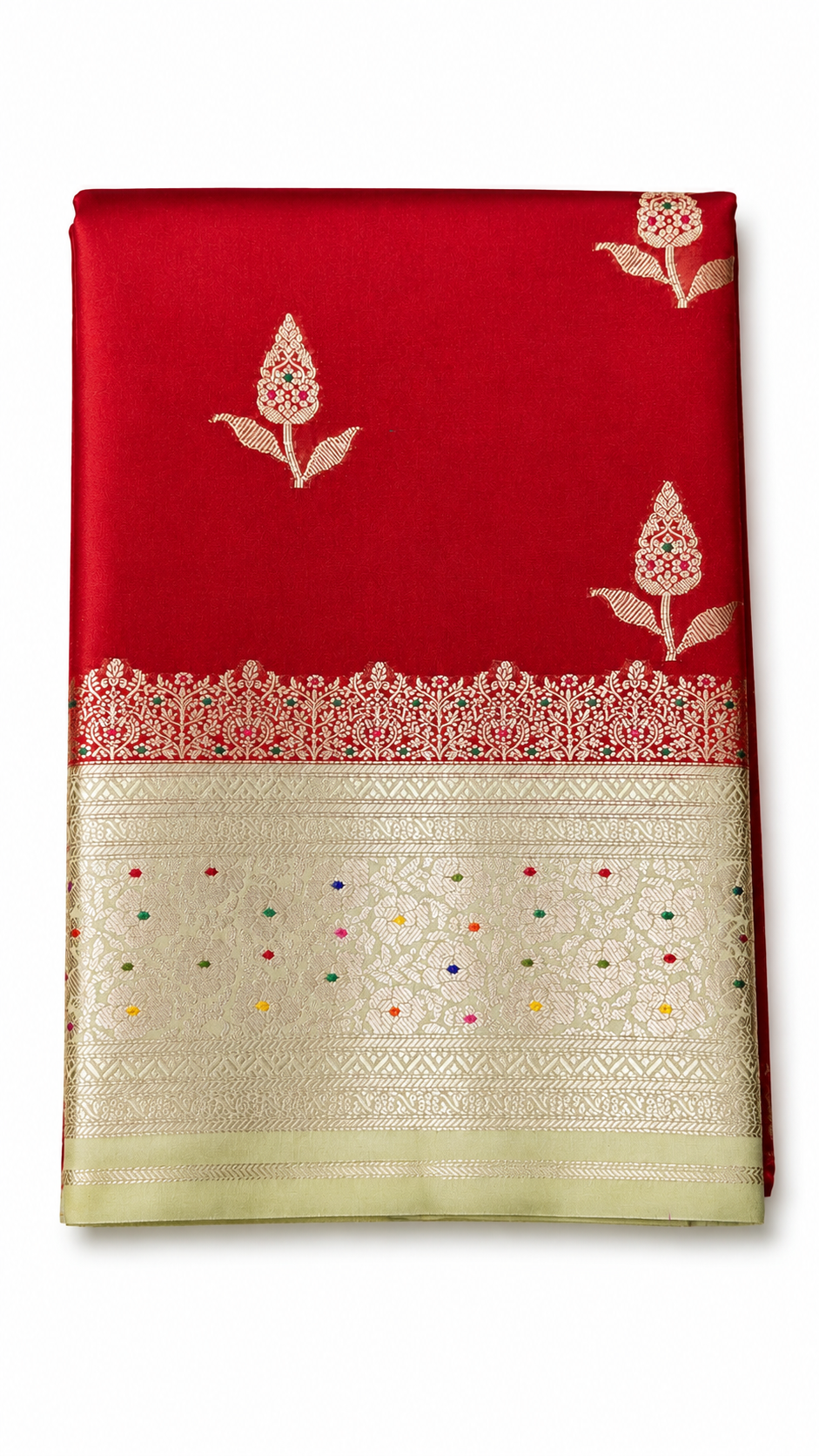 WARM SILK SAREE ( RED / PISTA GREEN )