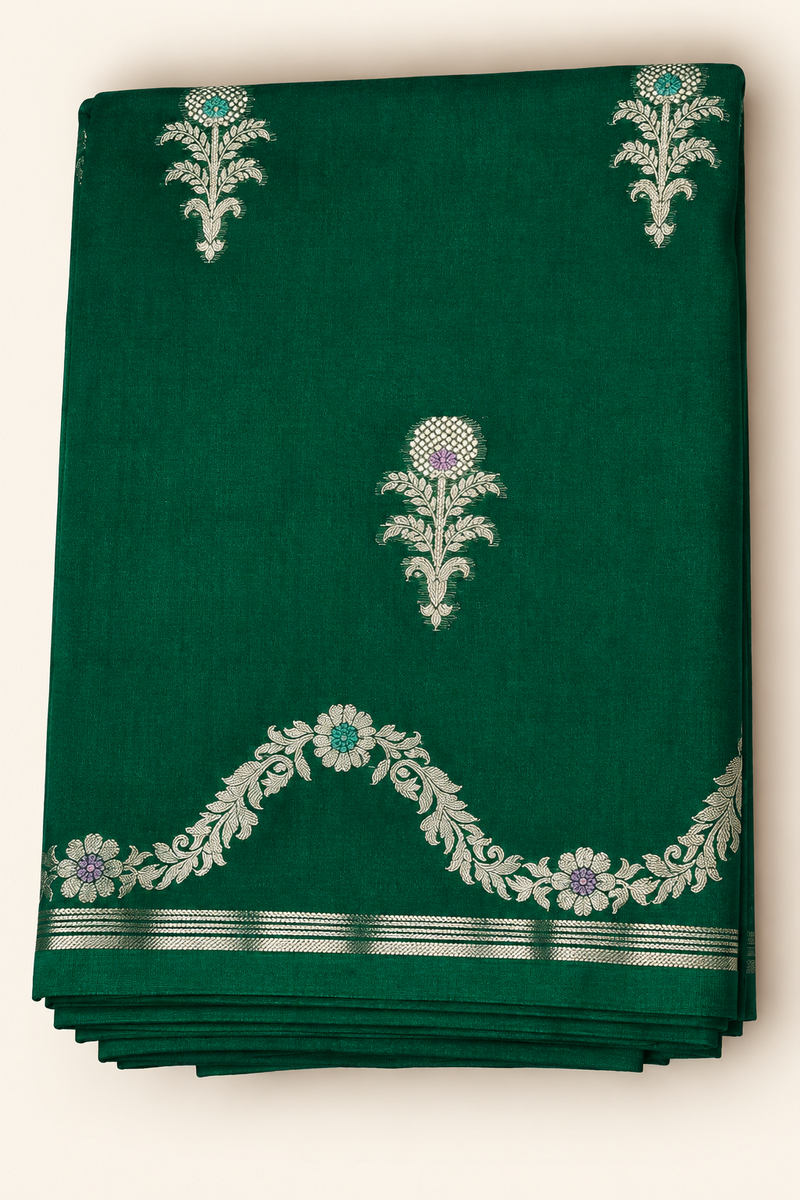 PURE MANGO SILK SAREE ( GREEN )