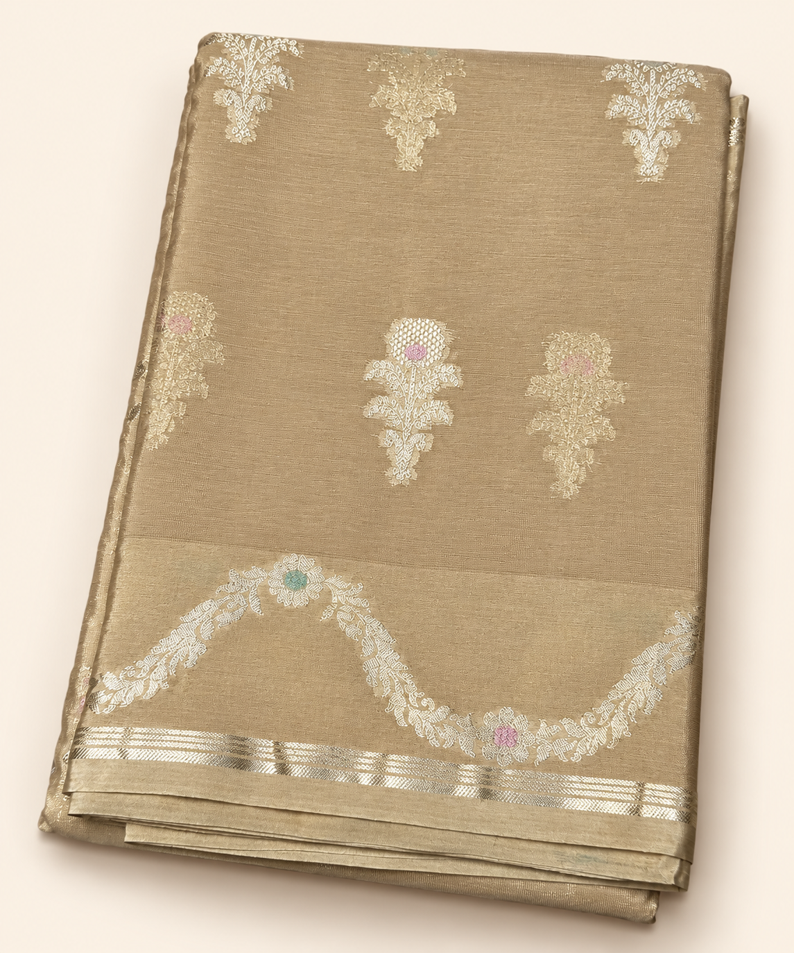 PURE MANGO SILK SAREE ( SANDAL )