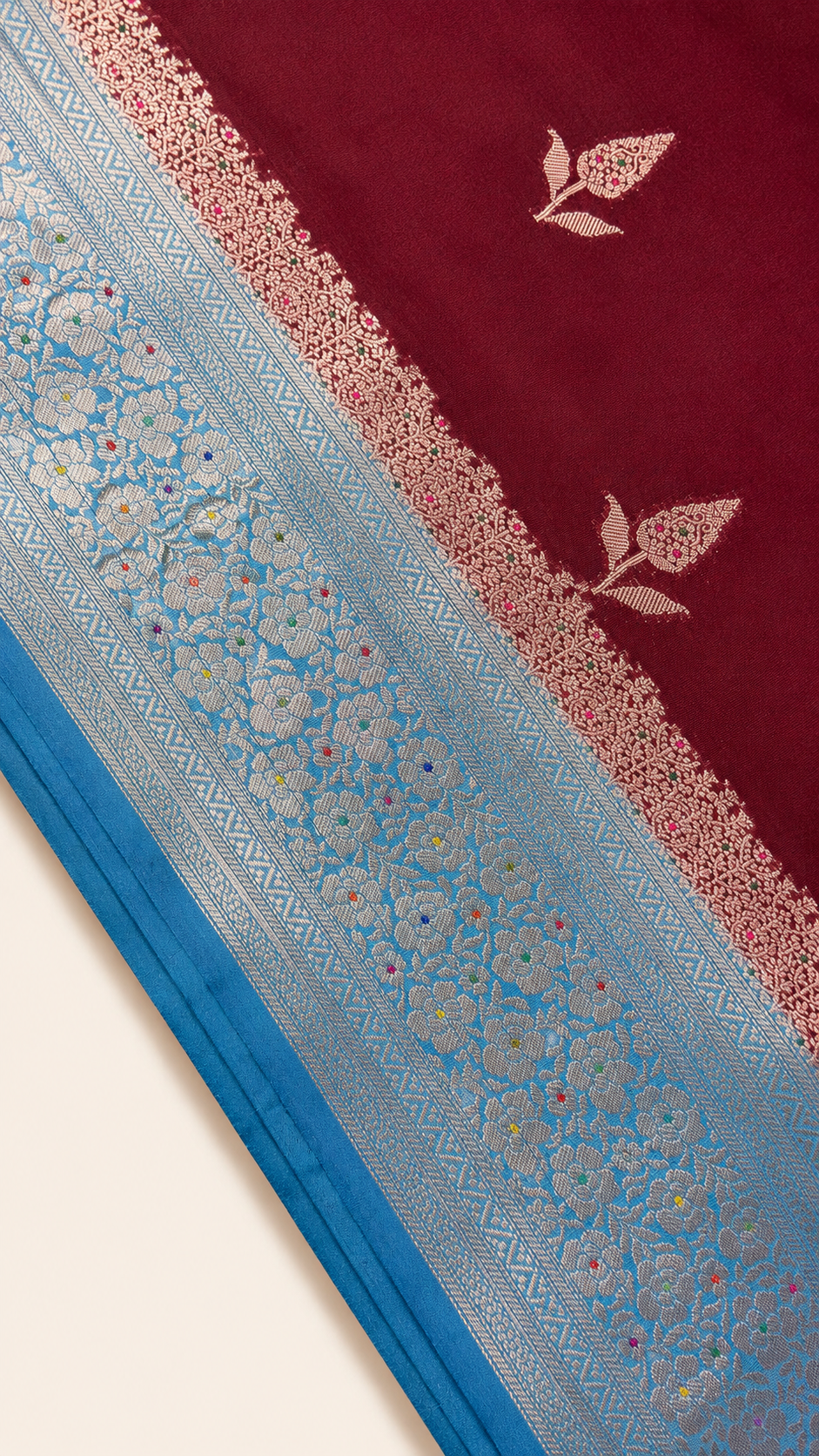 WARM SILK SAREE ( MARRON/ BLUE)