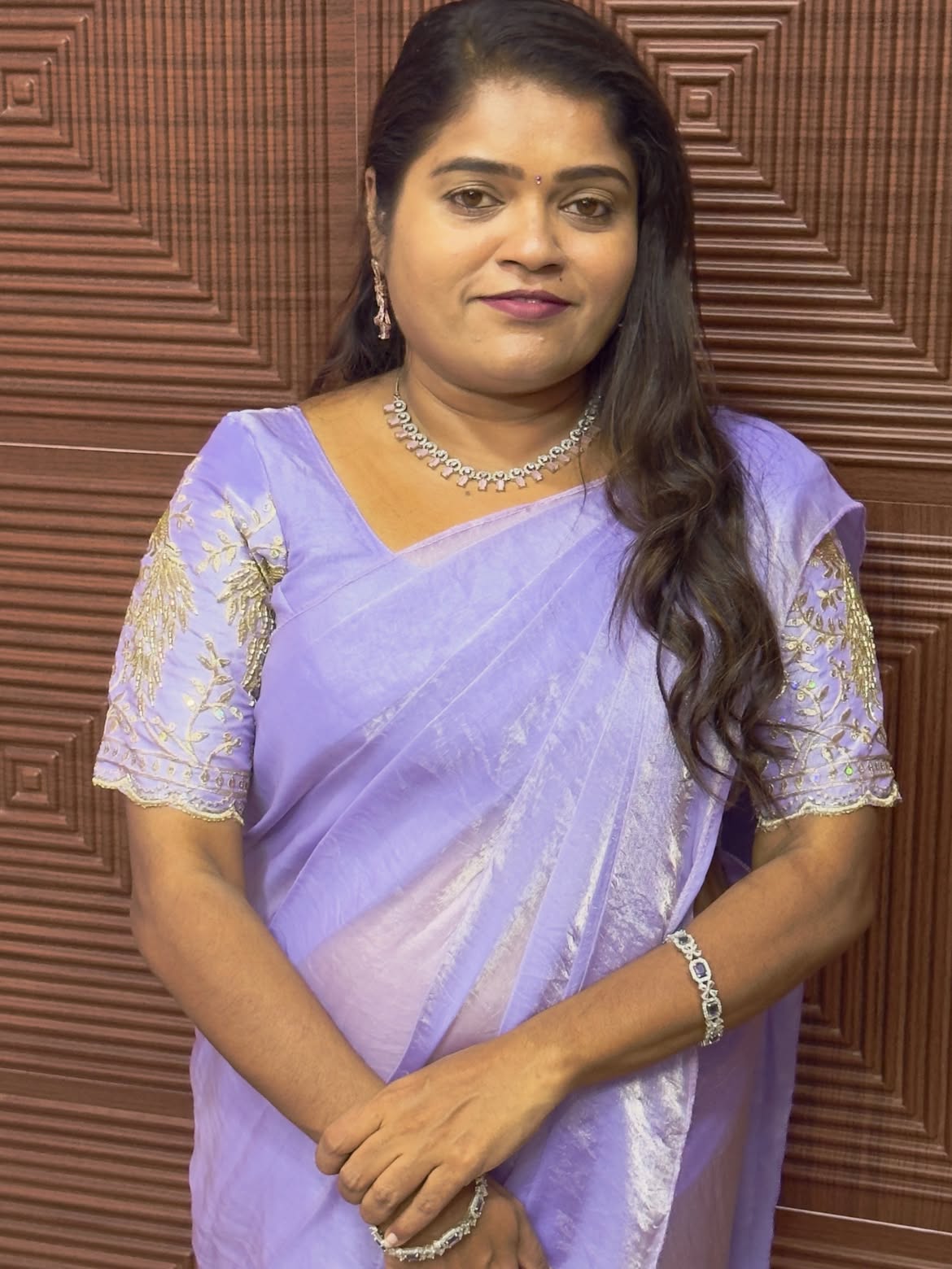 Space Silk Designer Sarees ( Purple)