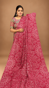 MODEL SILK AJRAKH PRINT SAREE WITH MIRROR WORK