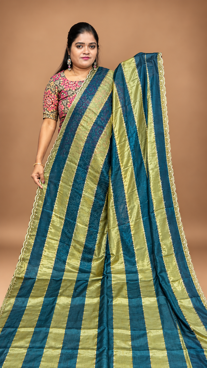 DESIGNER SAREE ( Elegant Teal and Olive )